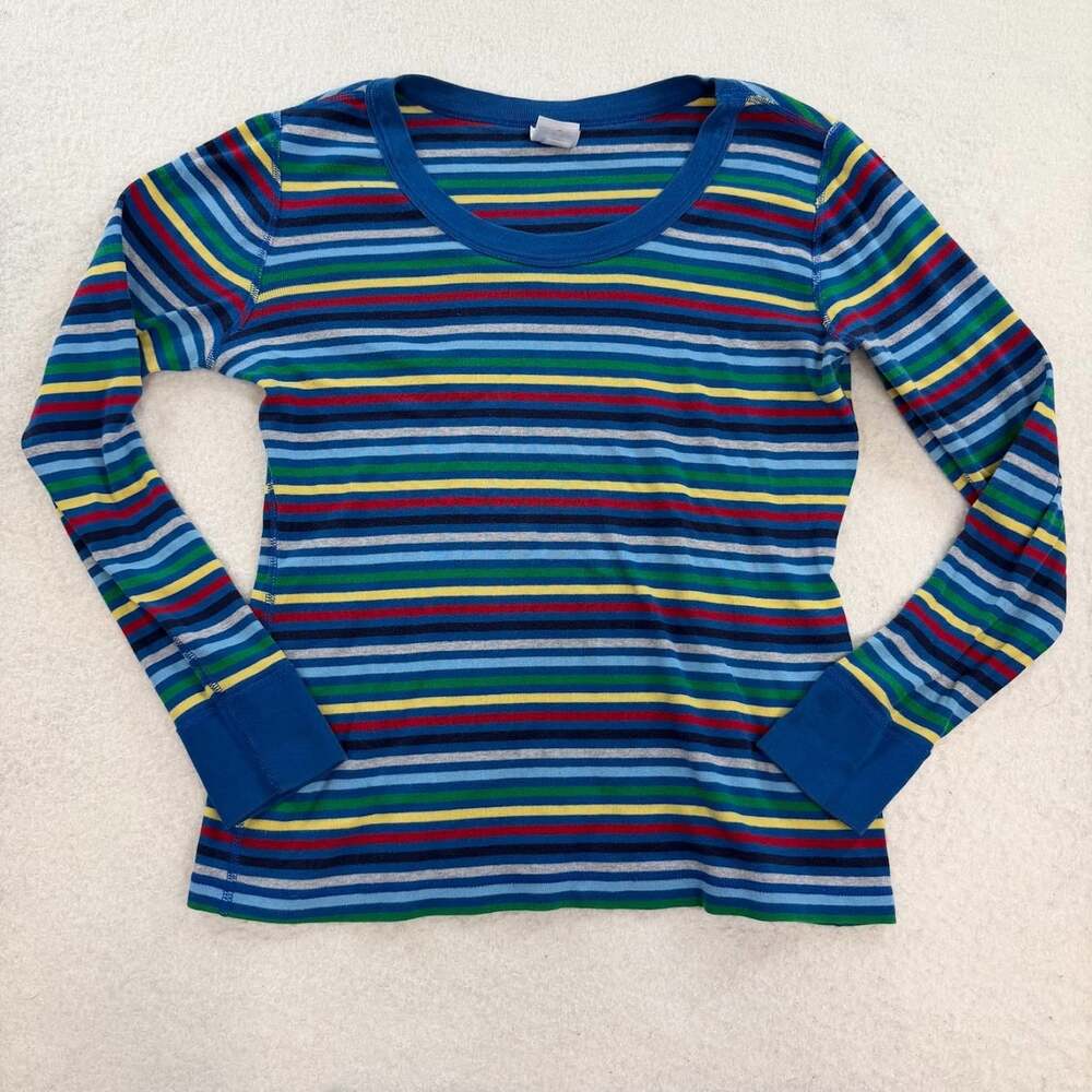 Hanna Andersson Kid's Striped Long John Pajama Set Rainbow Size S/M - Picture 4 of 11